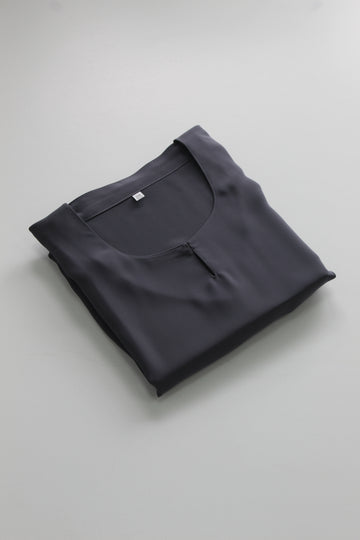 Charcoal Premium Plain Closed Abaya With Pocket (Elastic Sleeves)