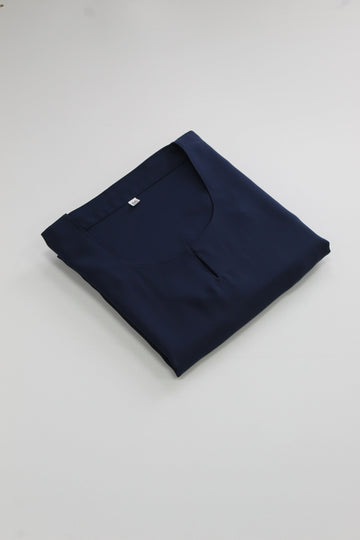 Navy Premium Plain Closed Abaya With Pocket (Wide Sleeves)