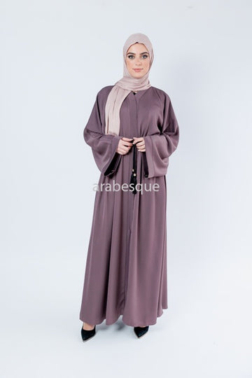 Plain Textured Open Draw string Abaya - (4 Colours)