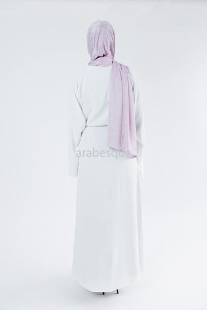 White Closed Abaya – Plain with Drawstring Waist