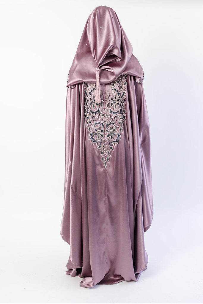 Dark Mauve Cape – Luxury Regal Embellished Design with Hood