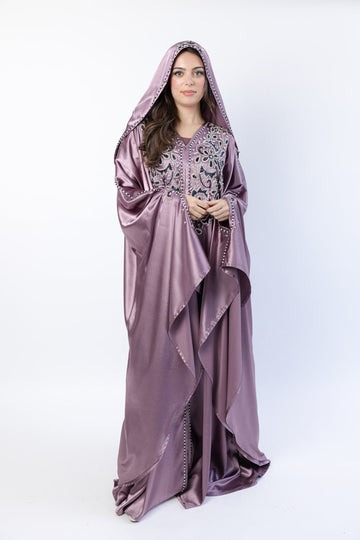 Dark Mauve Luxury Regal Embellished Cape