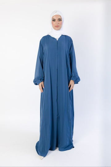 Sapphire Blue Luxury Striped Open Abaya