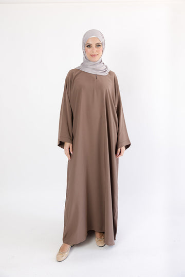 Brown Premium Plain Closed Abaya With Pocket (Wide Sleeves)