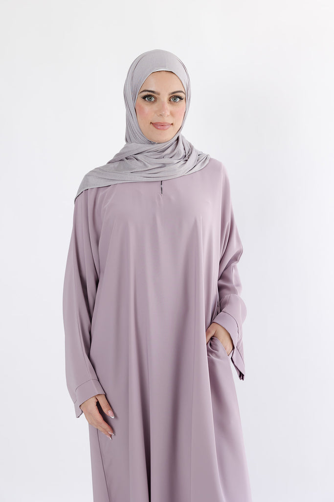 Deep Taupe Closed Abaya – Premium Plain Design with Pocket and Wide Sleeves