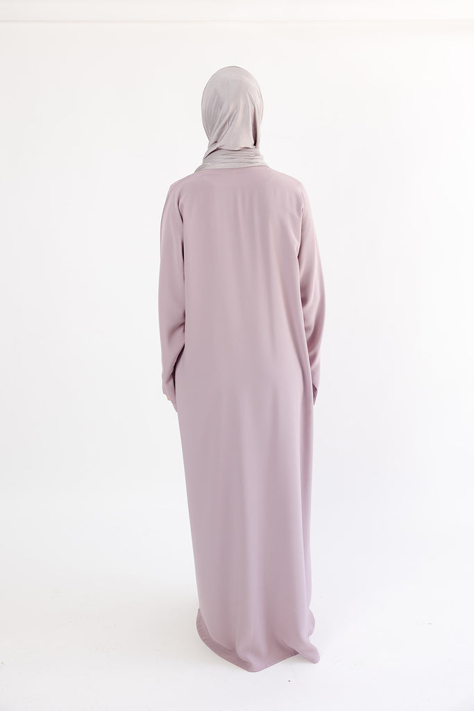 Deep Taupe Closed Abaya – Premium Plain Design with Pocket and Wide Sleeves