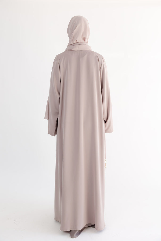 Stone Open Abaya – Premium Blossom Embroidered Design