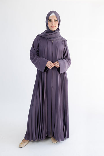Purple Premium Pleated Open Abaya