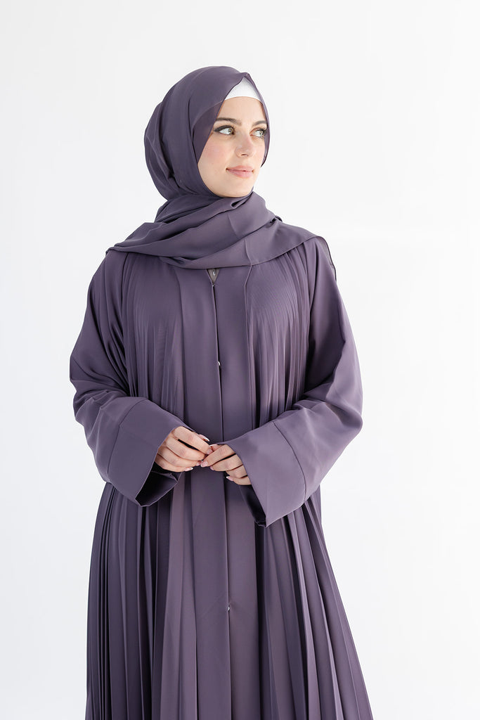 Purple Premium Pleated Open Abaya