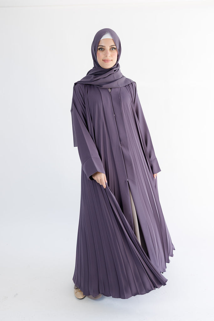 Purple Premium Pleated Open Abaya