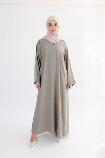 Dark Nude Premium Plain Closed Abaya With Pocket (Wide Sleeves)
