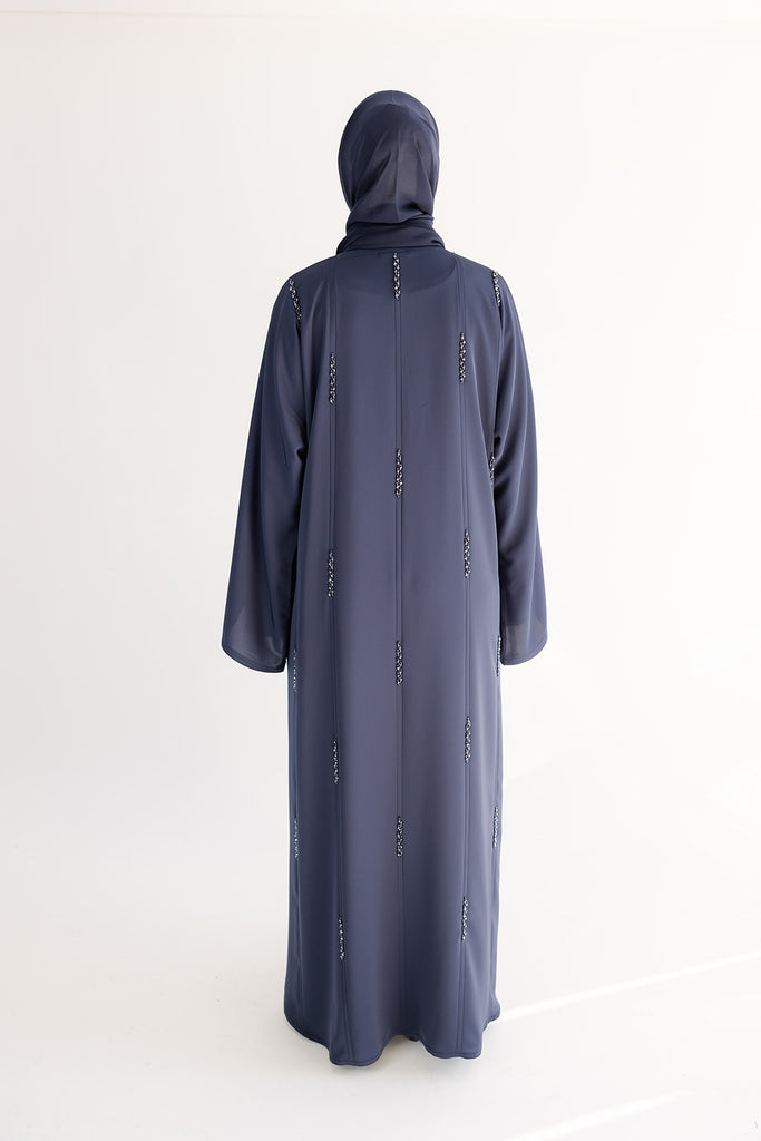 Navy Open Abaya – Luxury Beaded Embellishment Design