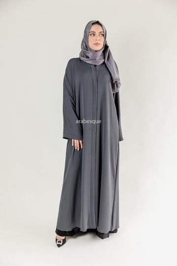 Plain Textured Open Abaya -  7 Colours
