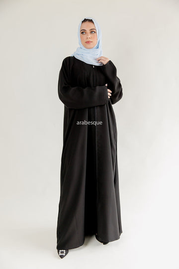 Black Internet Material Abaya With Zip and Pocket