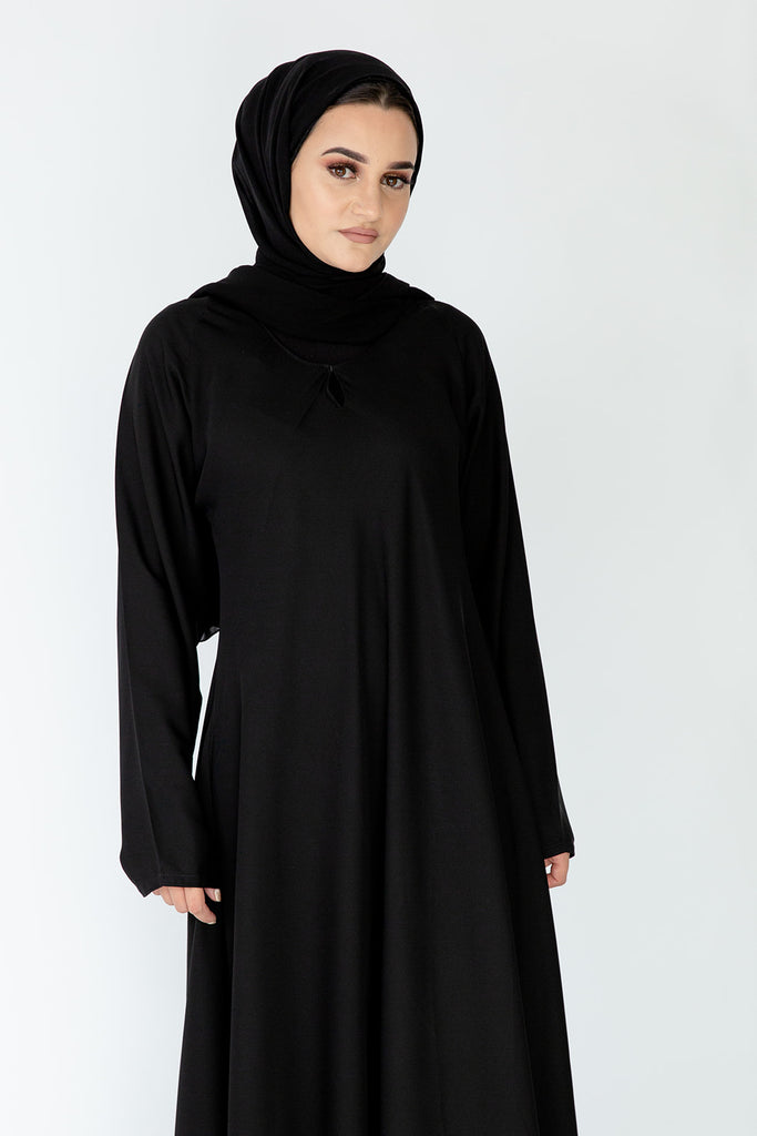 Black Closed Abaya – Plain Umbrella Cut Design