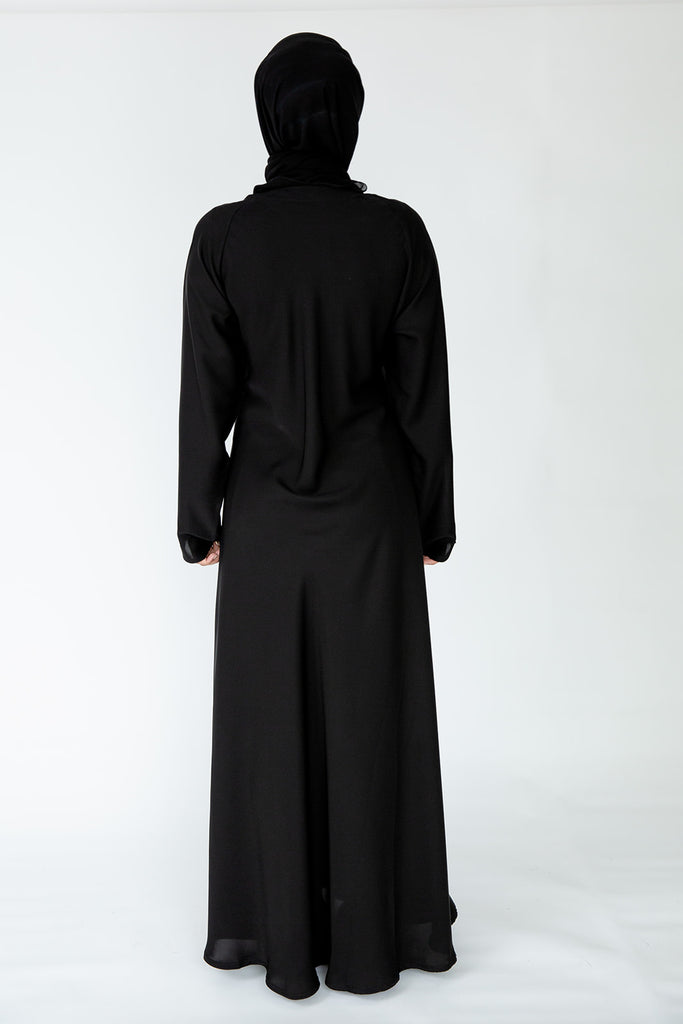 Black Closed Abaya – Plain Umbrella Cut Design
