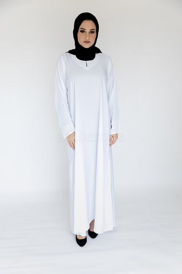 White Plain Nidha Closed Abaya
