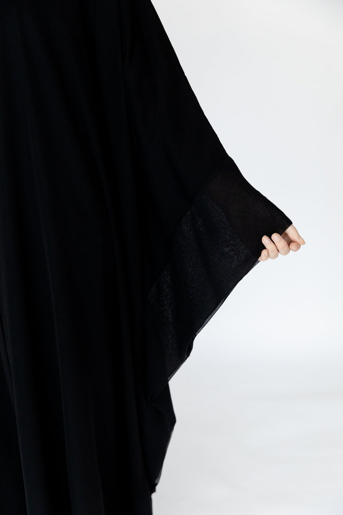 Black Open Abaya – Plain Premium Nidha Batwing Style
