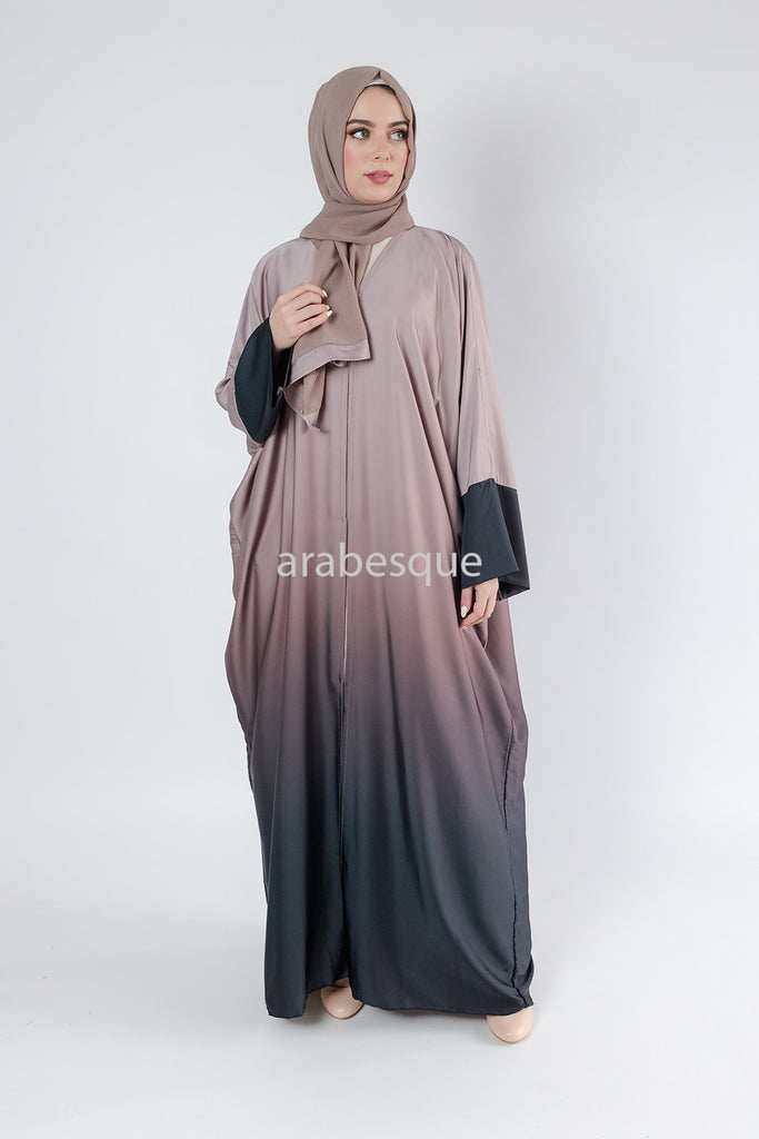 Mink Batwing Abaya – Ombre Silk-Feel Luxury Design