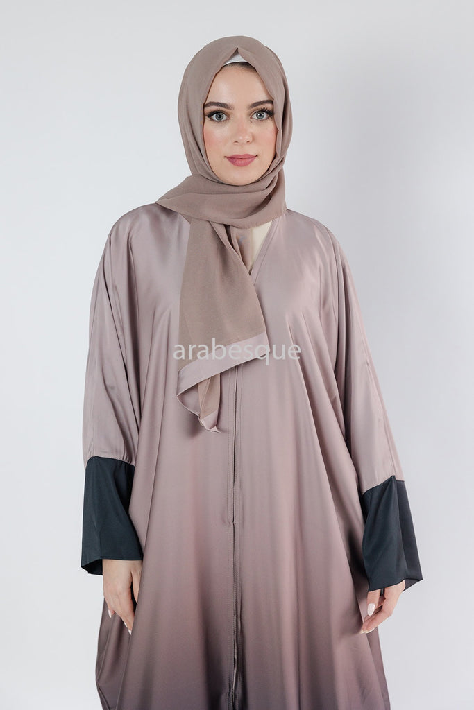 Mink Batwing Abaya – Ombre Silk-Feel Luxury Design