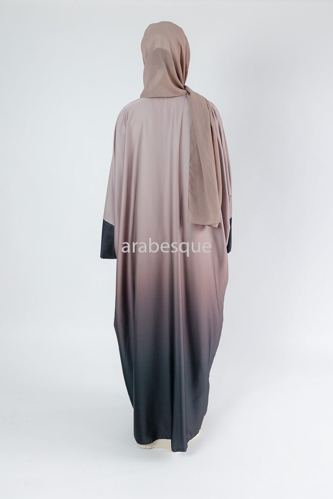 Mink Batwing Abaya – Ombre Silk-Feel Luxury Design