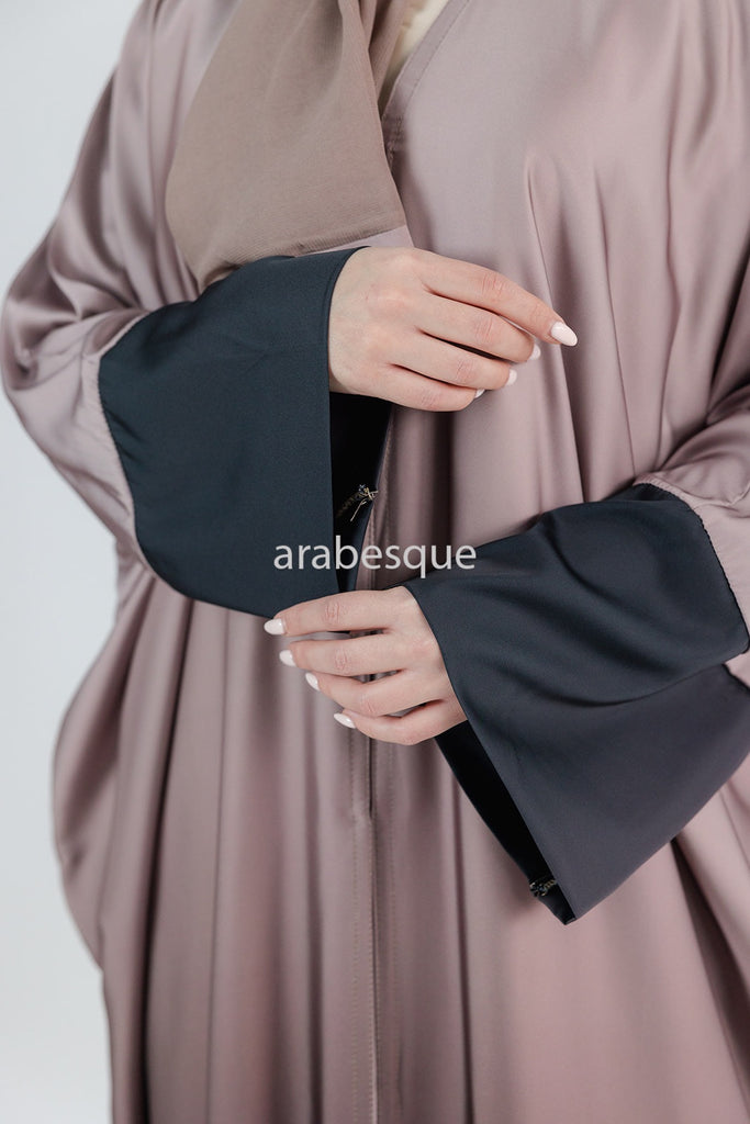 Mink Batwing Abaya – Ombre Silk-Feel Luxury Design