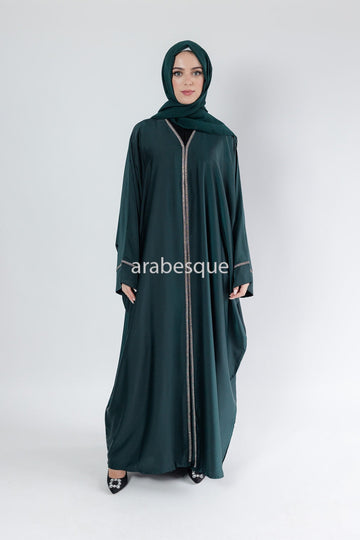 Open Batwing Abaya with Diamante detailing - 4 Colours