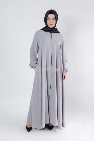 Zip Open Umbrella Abaya with Pockets (Elastic Sleeve)- 4 Colours