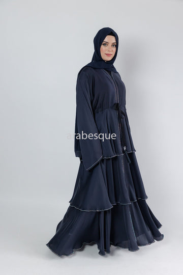 Luxury Embellished layered Open Abaya - 2 Colours