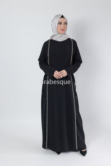 Faux Double closed Abaya with Diamante