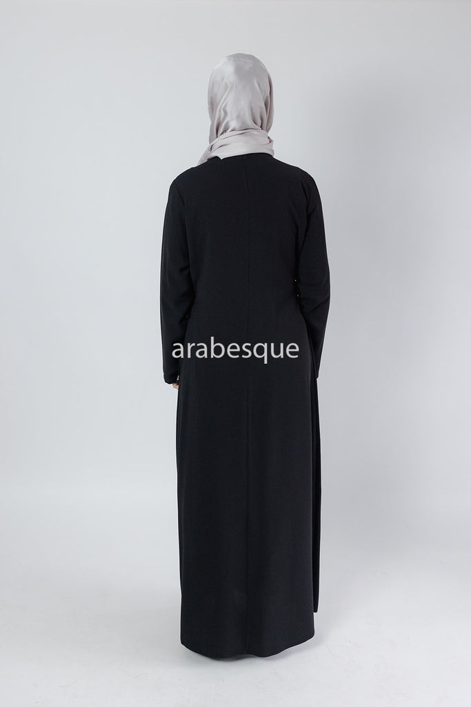 Faux Black Double closed Abaya with Diamante