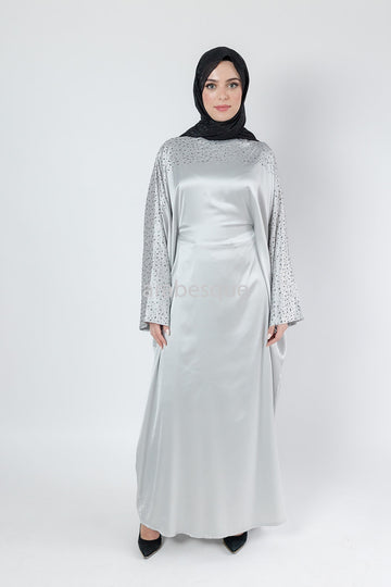 Embellished Crystal Batwing Abaya with Inner Belt - 4 Colours