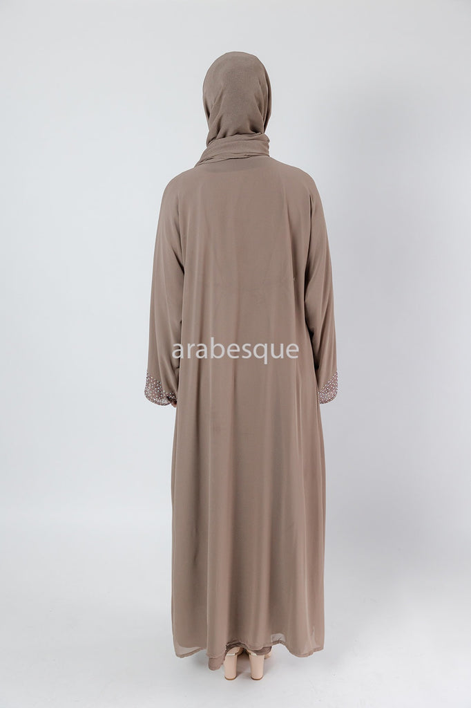 Mink Abaya set with Belt diamante detailing