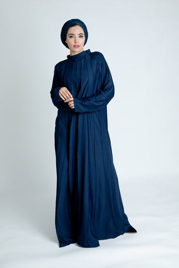 Navy Plain Lined Umbrella Cut Closed Abaya