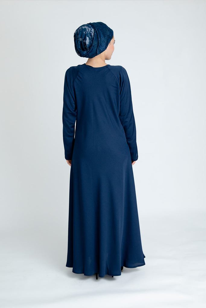 Navy Closed Abaya – Plain Umbrella Cut Design