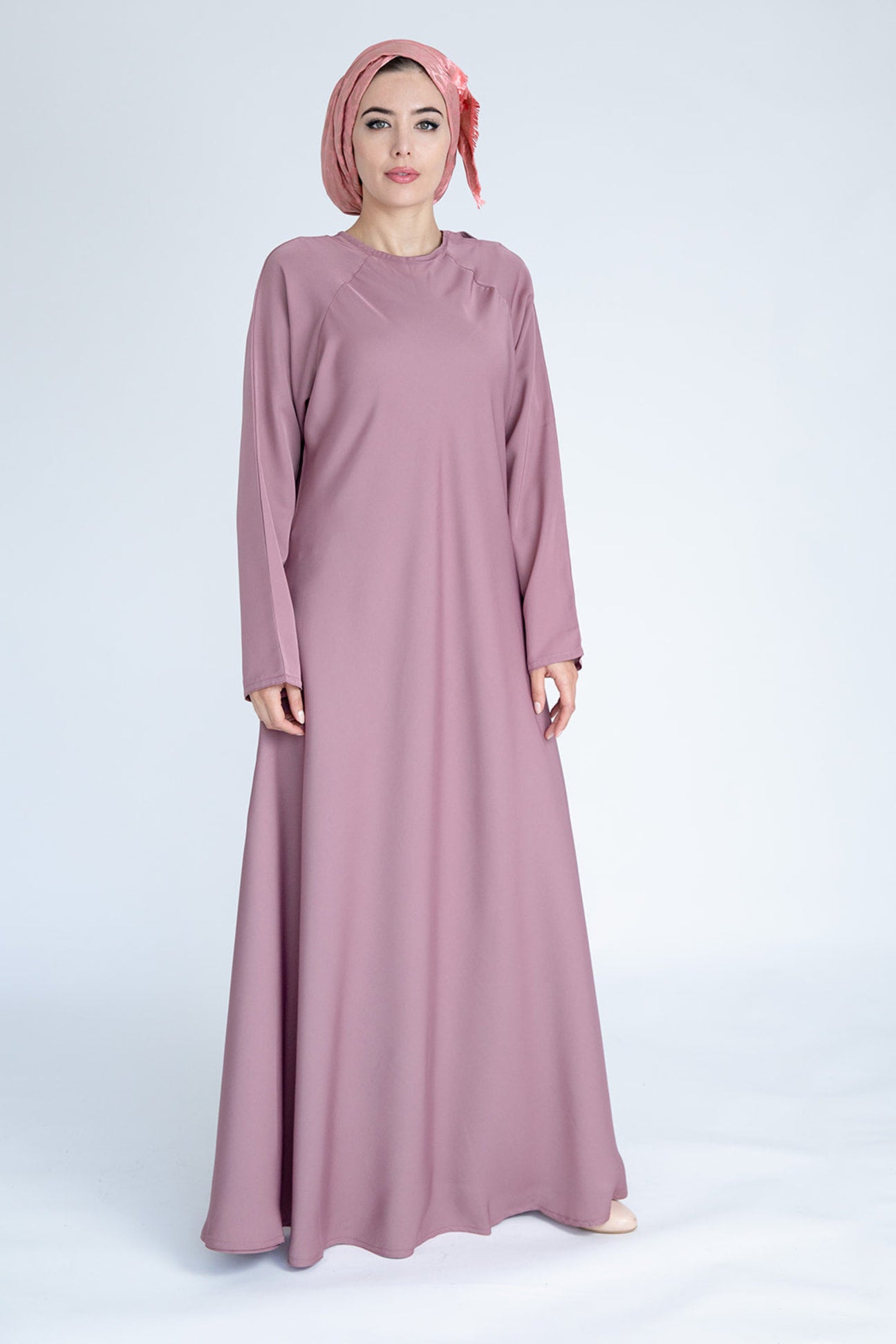 Dusty Pink Plain Umbrella Abaya