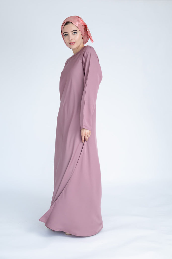 Dusty Pink Closed Abaya – Plain Umbrella Cut Design
