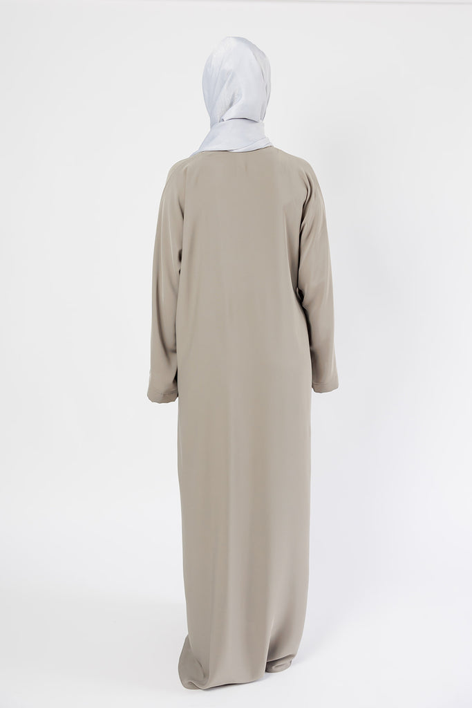 Mink Closed Abaya – Premium Plain Design with Pocket and Wide Sleeves
