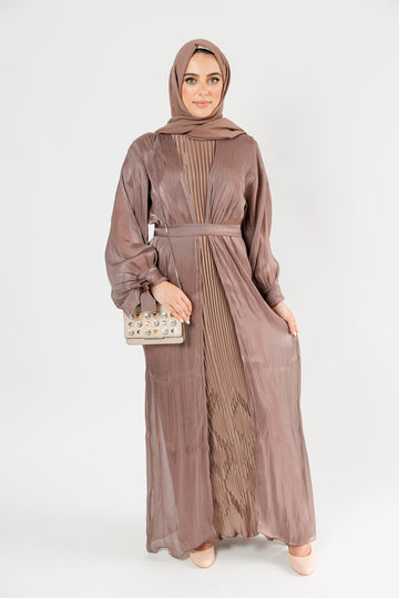 Abaya Set with pleated Slip Dress - 4 Colours