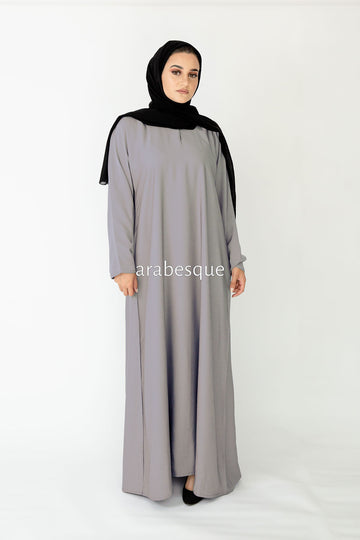 Grey Plain Nidha Closed Abaya