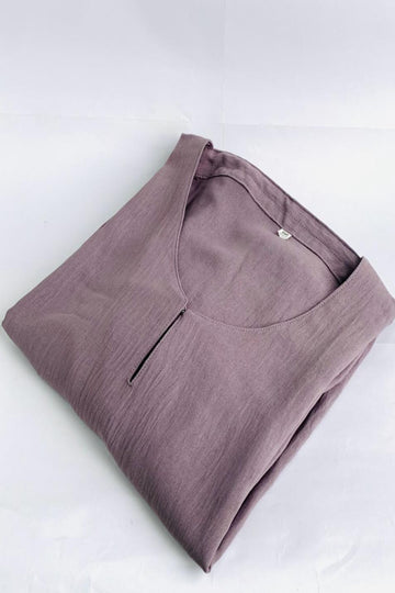 Lilac Crushed Polyester Plain Draw String Closed Abaya