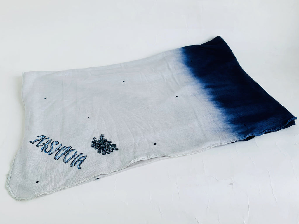 Ombre Kashkha Embroidered Leaf Jersey Hijab