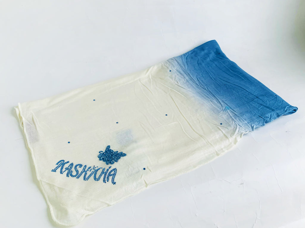 Ombre Kashkha Embroidered Leaf Jersey Hijab