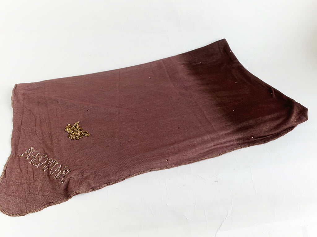 Ombre Kashkha Embroidered Leaf Jersey Hijab