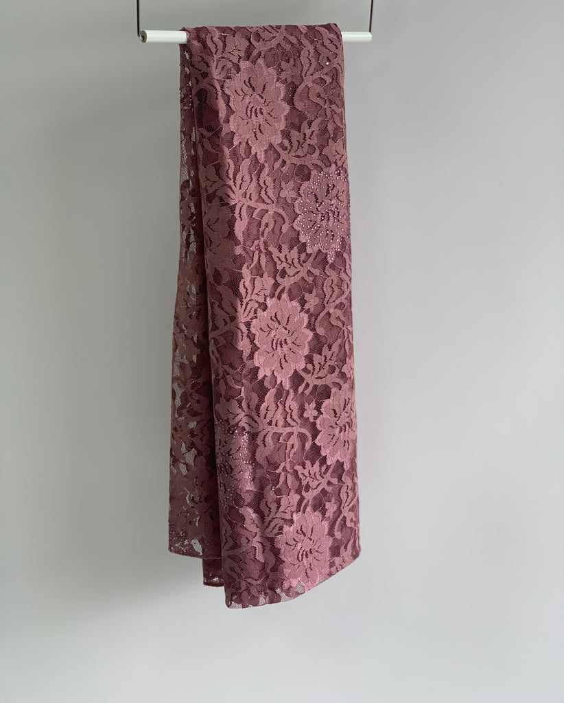 Sharif Lace Rose Pattern Diamante Hijab