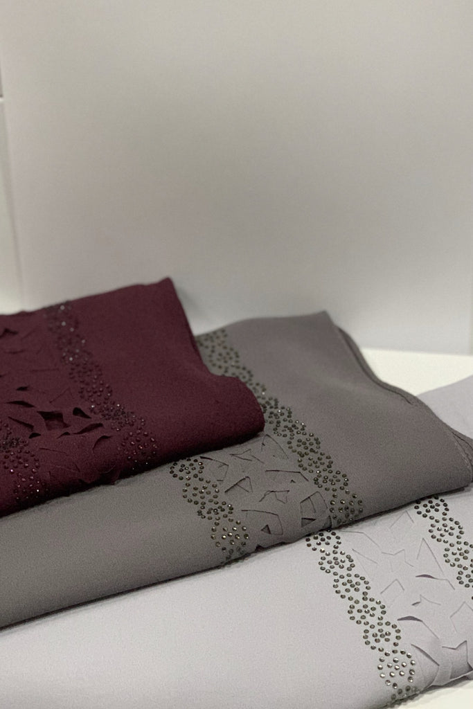 Premium Karaca 110cm Square Diamante Laser Cut Edge Hijab