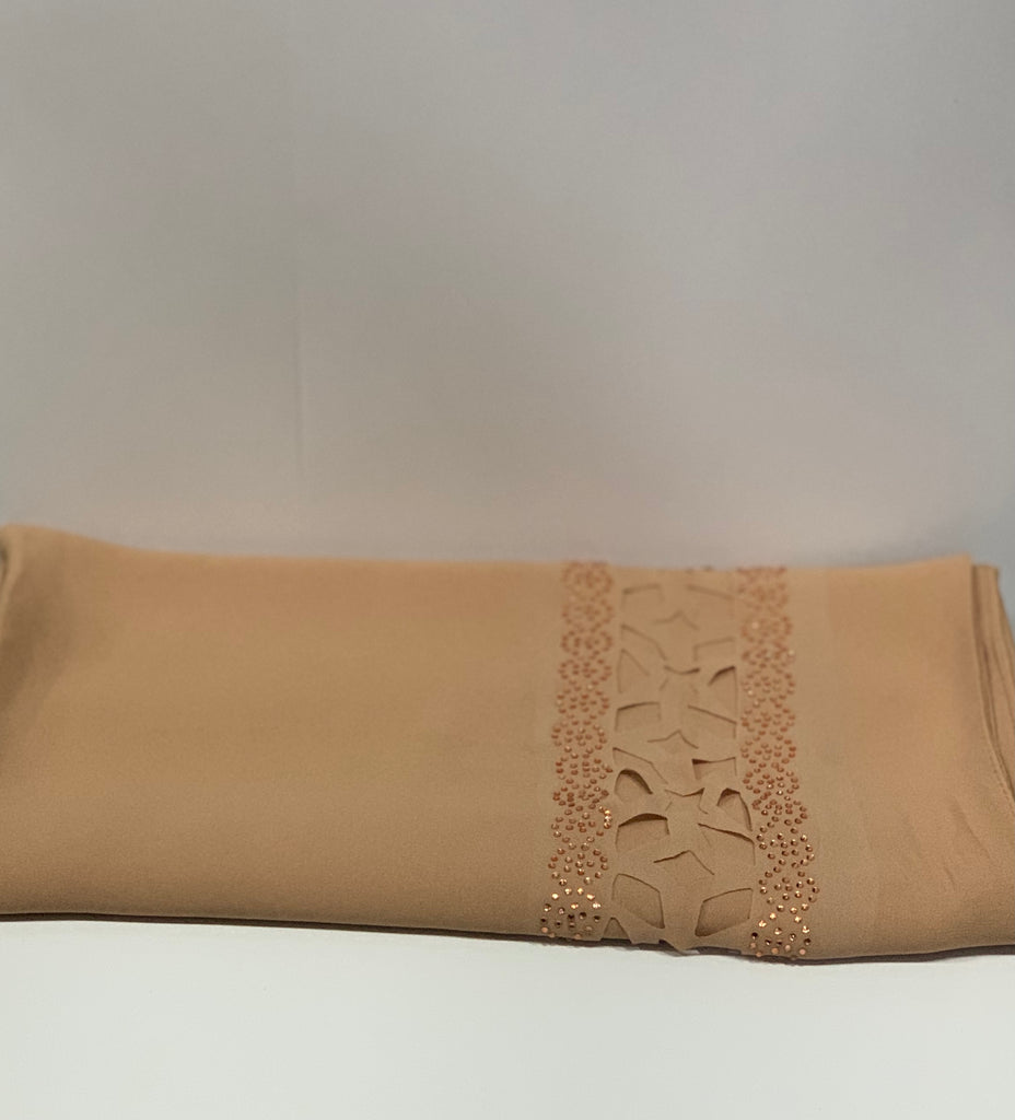Premium Karaca 110cm Square Diamante Laser Cut Edge Hijab