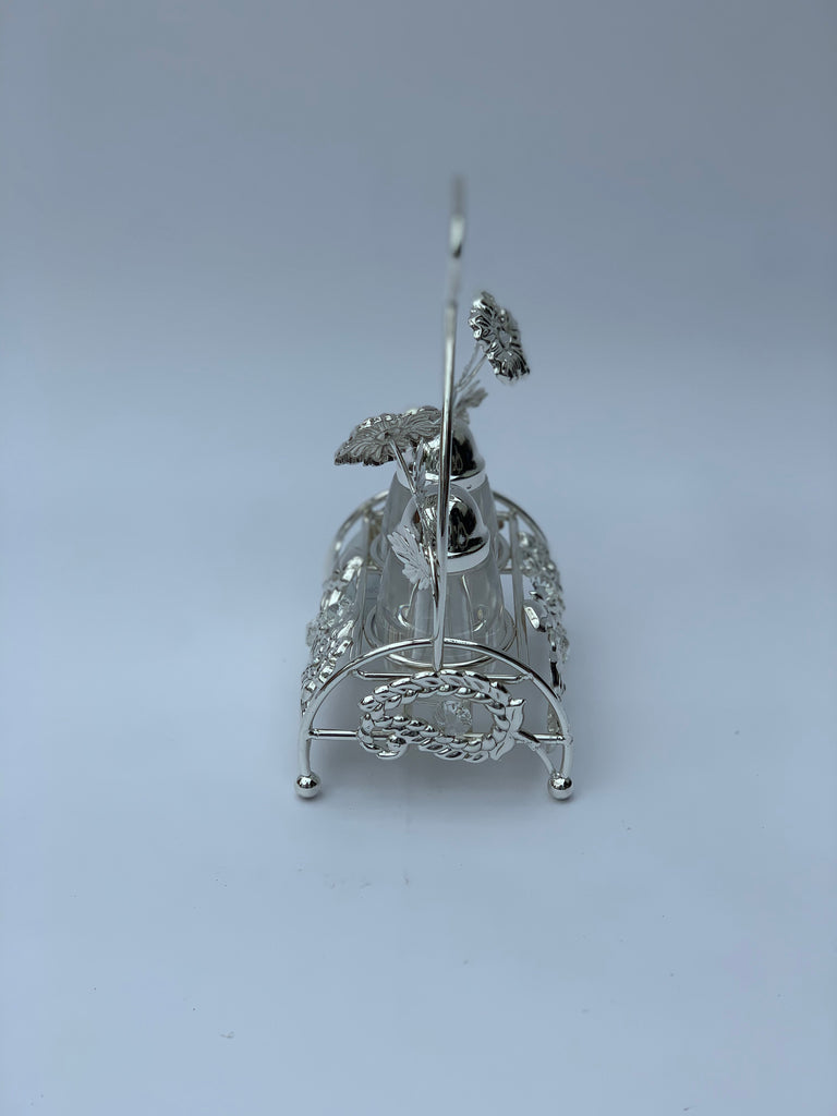Silver Effect Salt and Pepper shaker set with stand