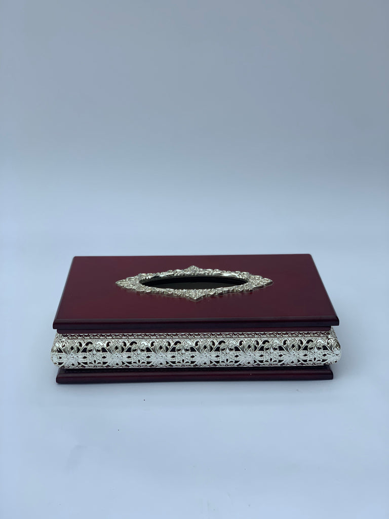 Mahogany and Silver Tissue Box Cover