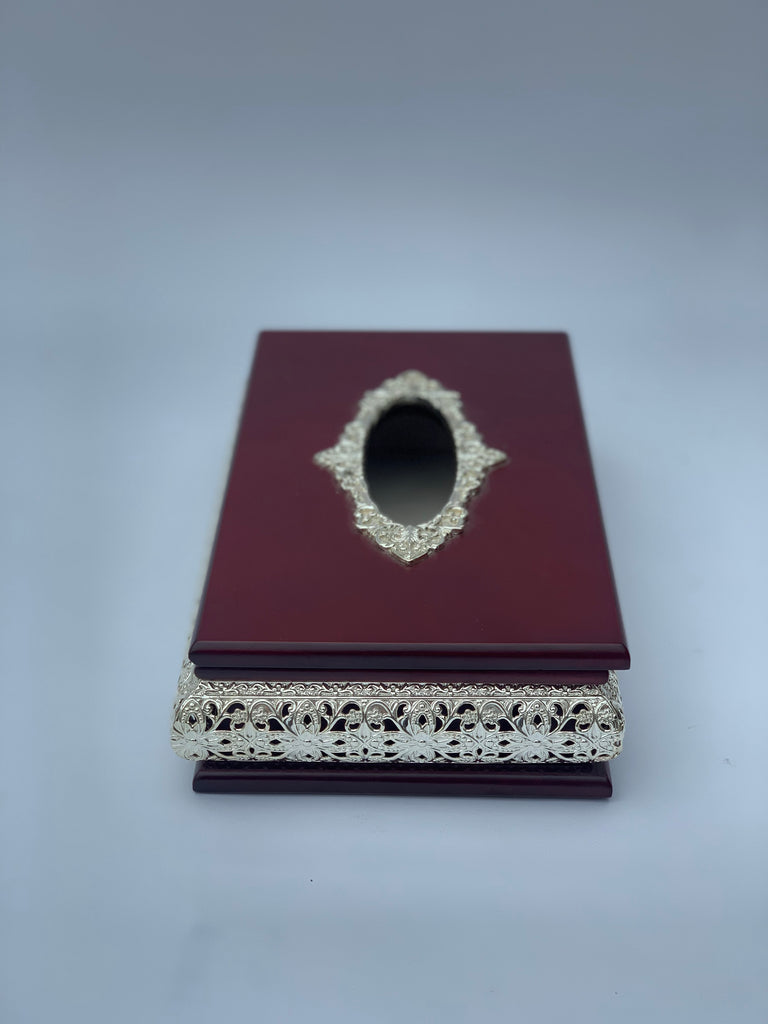 Mahogany and Silver Tissue Box Cover